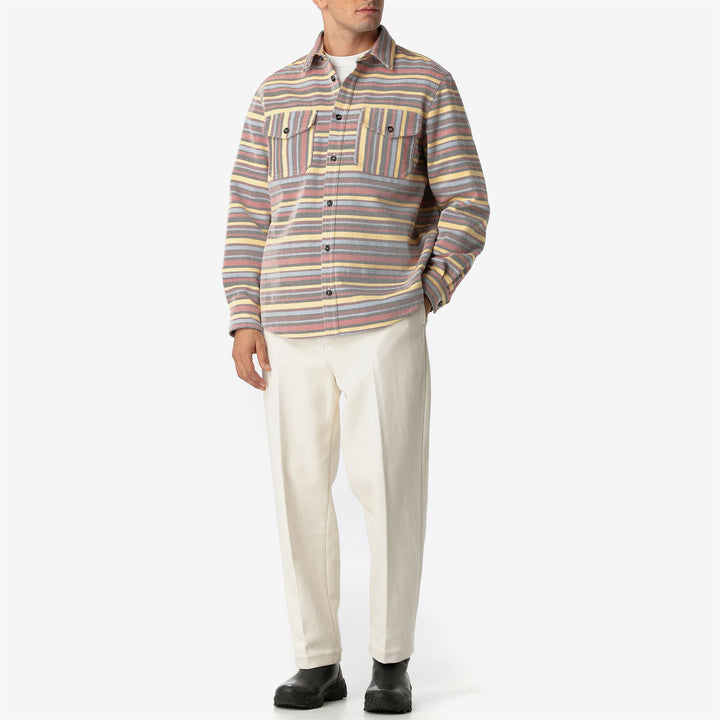 SHIRTS Unisex FENICOTTERO ROSA TELA SARDA RIGATA CLASSIC MULTICOLOR STRIPES Dressed Side (jpg Rgb)		