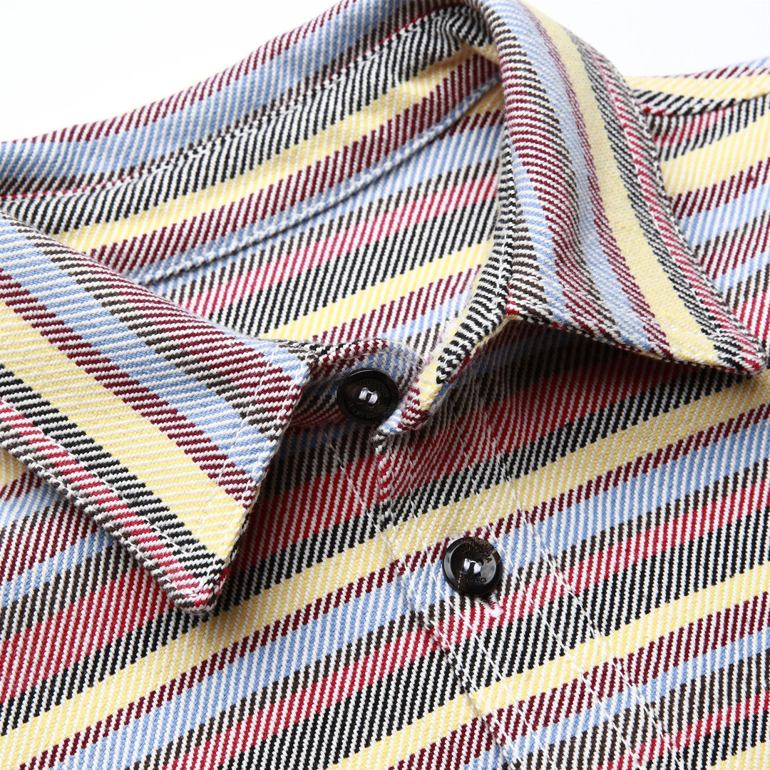 SHIRTS Unisex FENICOTTERO ROSA TELA SARDA RIGATA CLASSIC MULTICOLOR STRIPES Dressed Front Double		