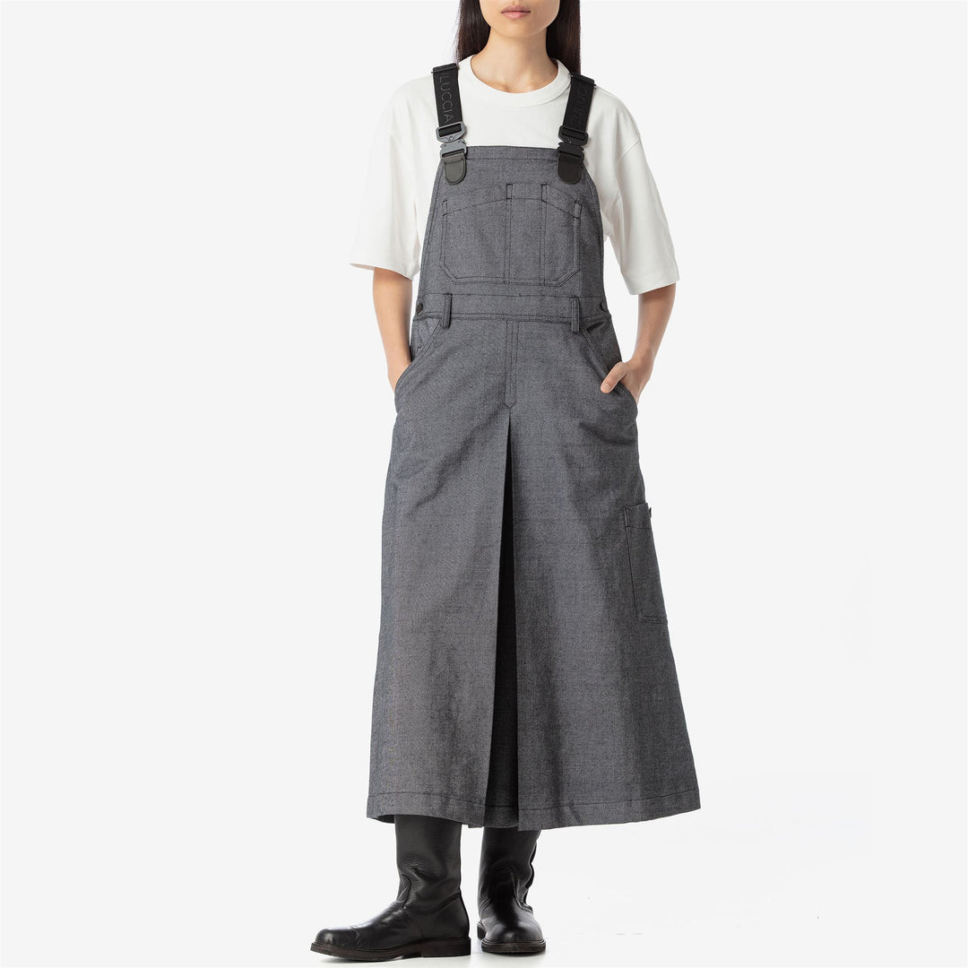 Pants Woman DONNOLA TELA SARDA A GRANI Overall NERO CARBONE Dressed Side (jpg Rgb)		