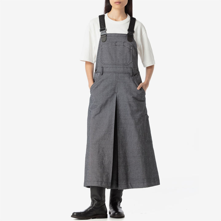Pants Woman DONNOLA TELA SARDA A GRANI Overall NERO CARBONE Dressed Side (jpg Rgb)		