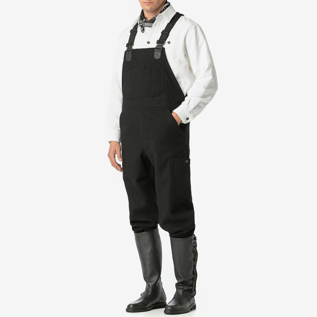 Pants Unisex TESTUGGINE MARGINATA PANNO SARDO Overall NERO CARBONE Dressed Back (jpg Rgb)		