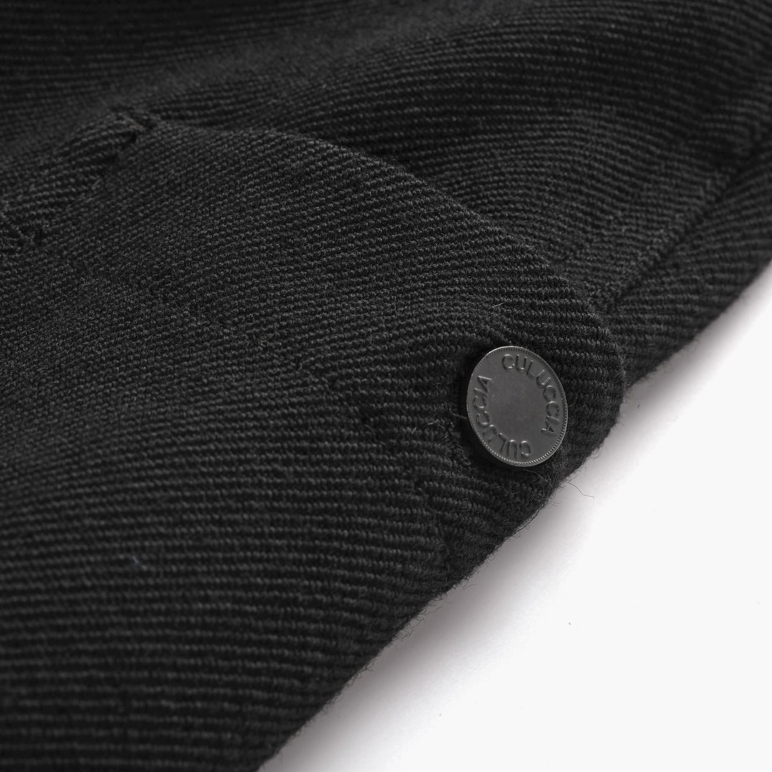 Pants Unisex TESTUGGINE MARGINATA PANNO SARDO Overall NERO CARBONE Dressed Front (jpg Rgb)	