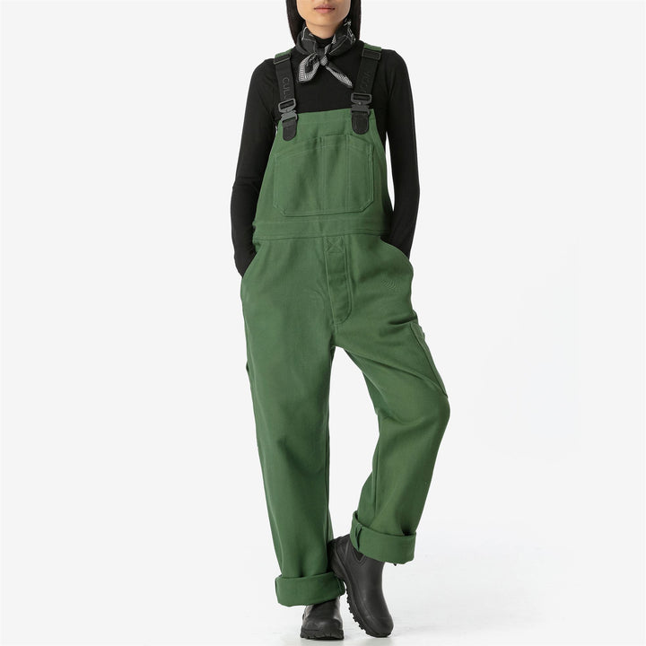 Pants Unisex TESTUGGINE MARGINATA TELA SARDA Overall VERDE GINESTRA Dressed Back (jpg Rgb)		