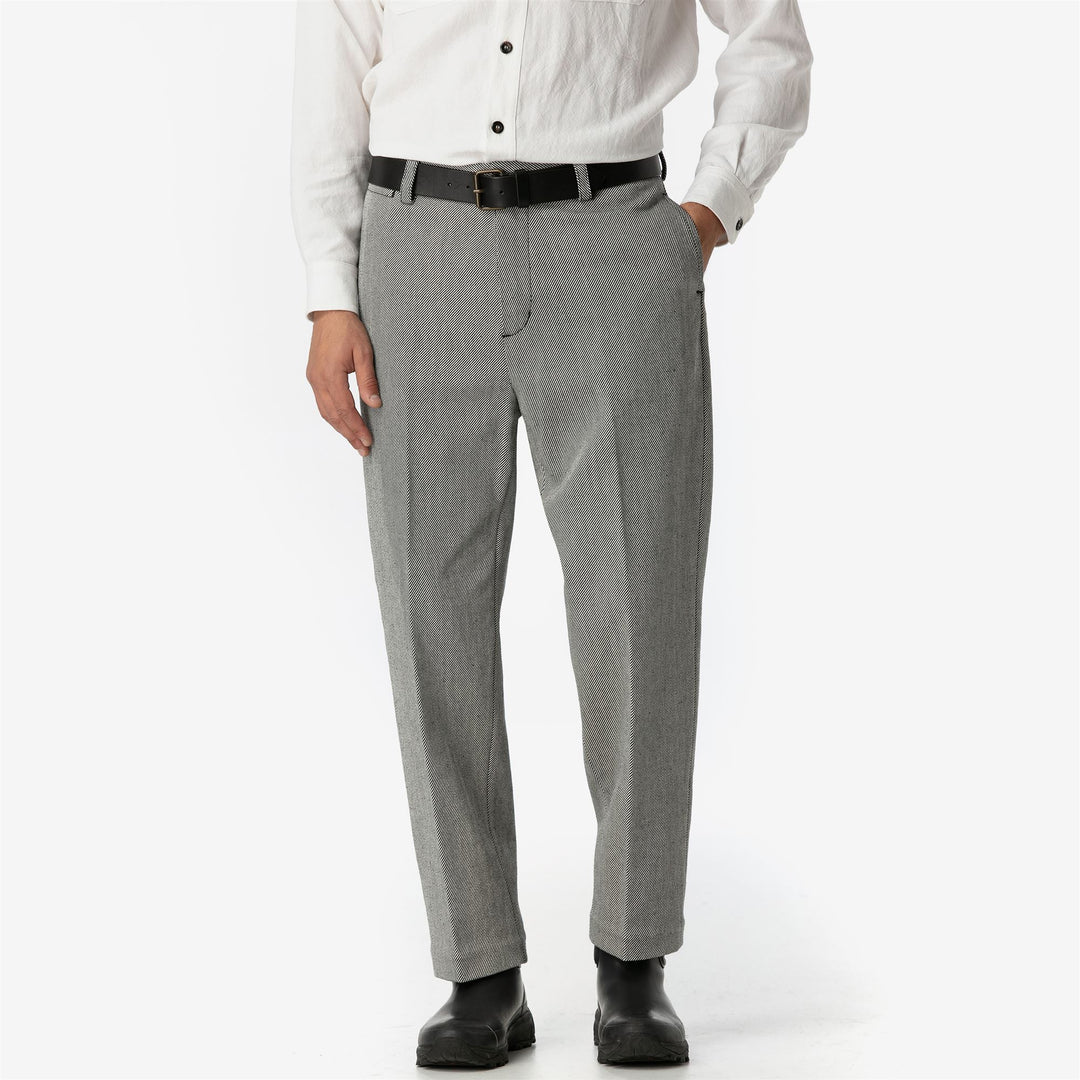 Pants Unisex GABBIANO CORSO TELA SARDA CHINO BIANCO-NERO Dressed Side (jpg Rgb)		