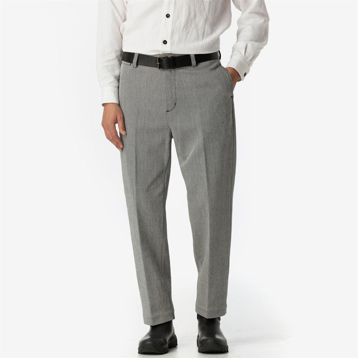 Pants Unisex GABBIANO CORSO TELA SARDA CHINO BIANCO-NERO Dressed Side (jpg Rgb)		