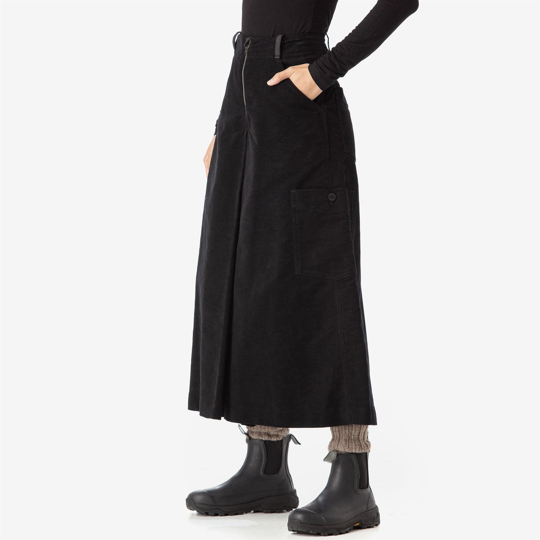Skirts Woman ALBANELLA MINORE FUSTAGNO Longuette NERO CARBONE Dressed Back (jpg Rgb)		