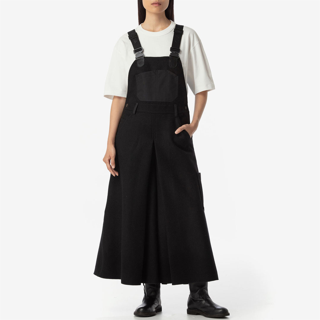 Pants Woman DONNOLA PANNO SARDO Overall NERO CARBONE Dressed Side (jpg Rgb)		