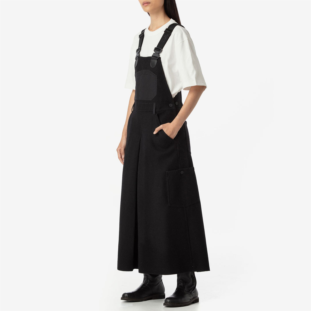 Pants Woman DONNOLA PANNO SARDO Overall NERO CARBONE Dressed Side (jpg Rgb)		