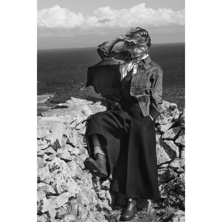 Pants Woman DONNOLA PANNO SARDO Overall NERO CARBONE Dressed Front (jpg Rgb)	