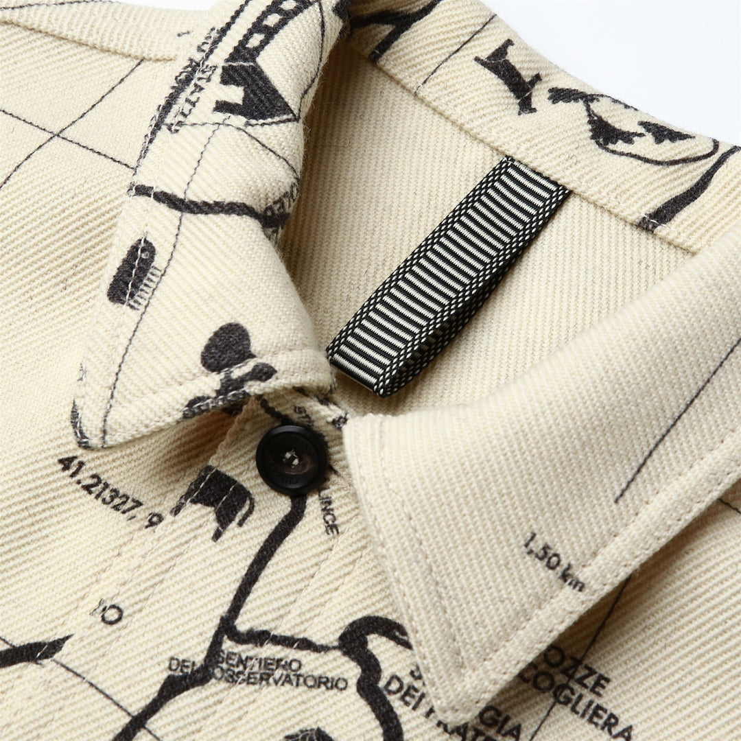 Jackets Unisex MARTORA PANNO SARDO STAMPATA Mid BIANCO-NERO Detail Double				