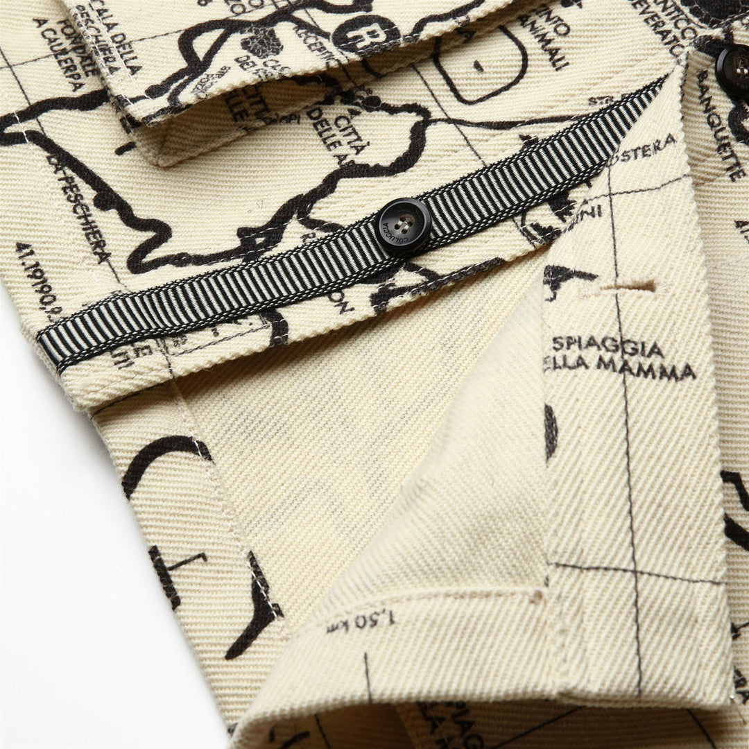 Jackets Unisex MARTORA PANNO SARDO STAMPATA Mid BIANCO-NERO Dressed Front Double		