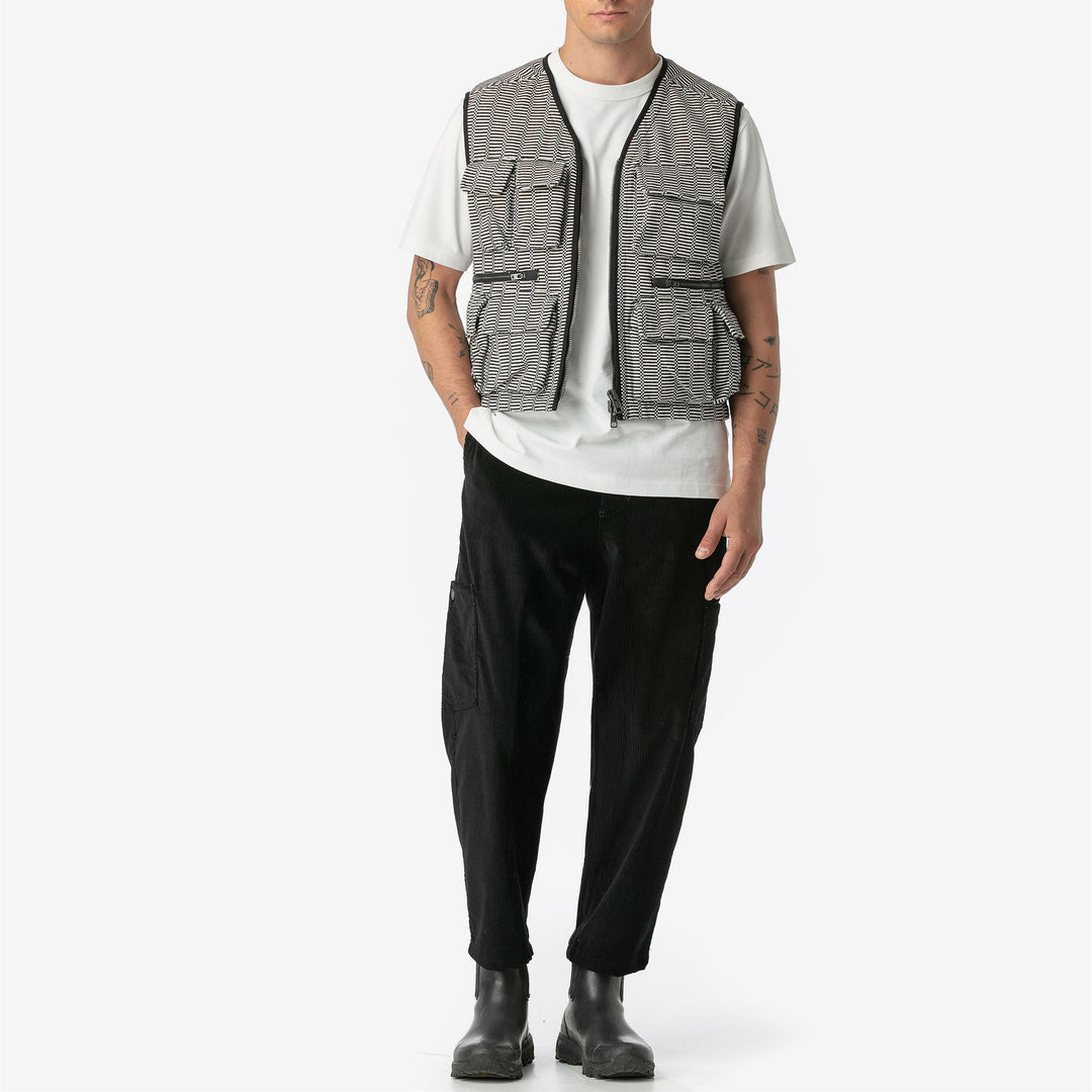 Dresses Unisex ROSPO SMERALDINO TELA BISACCIA Waistcoat BIANCO-NERO Dressed Side (jpg Rgb)		