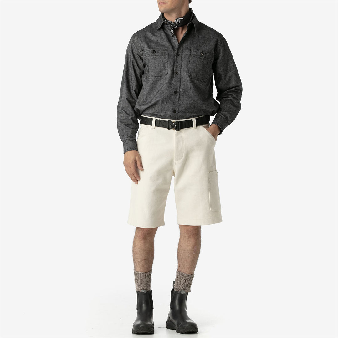 Shorts Unisex FRATICELLO TELA SARDA Cargo BIANCO GREGGE Dressed Side (jpg Rgb)		