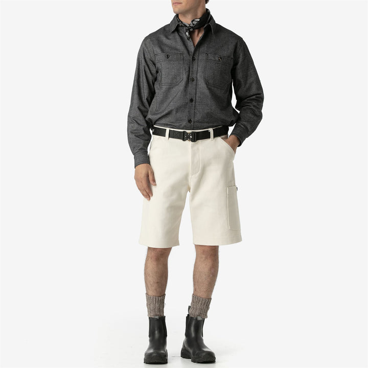 Shorts Unisex FRATICELLO TELA SARDA Cargo BIANCO GREGGE Dressed Side (jpg Rgb)		