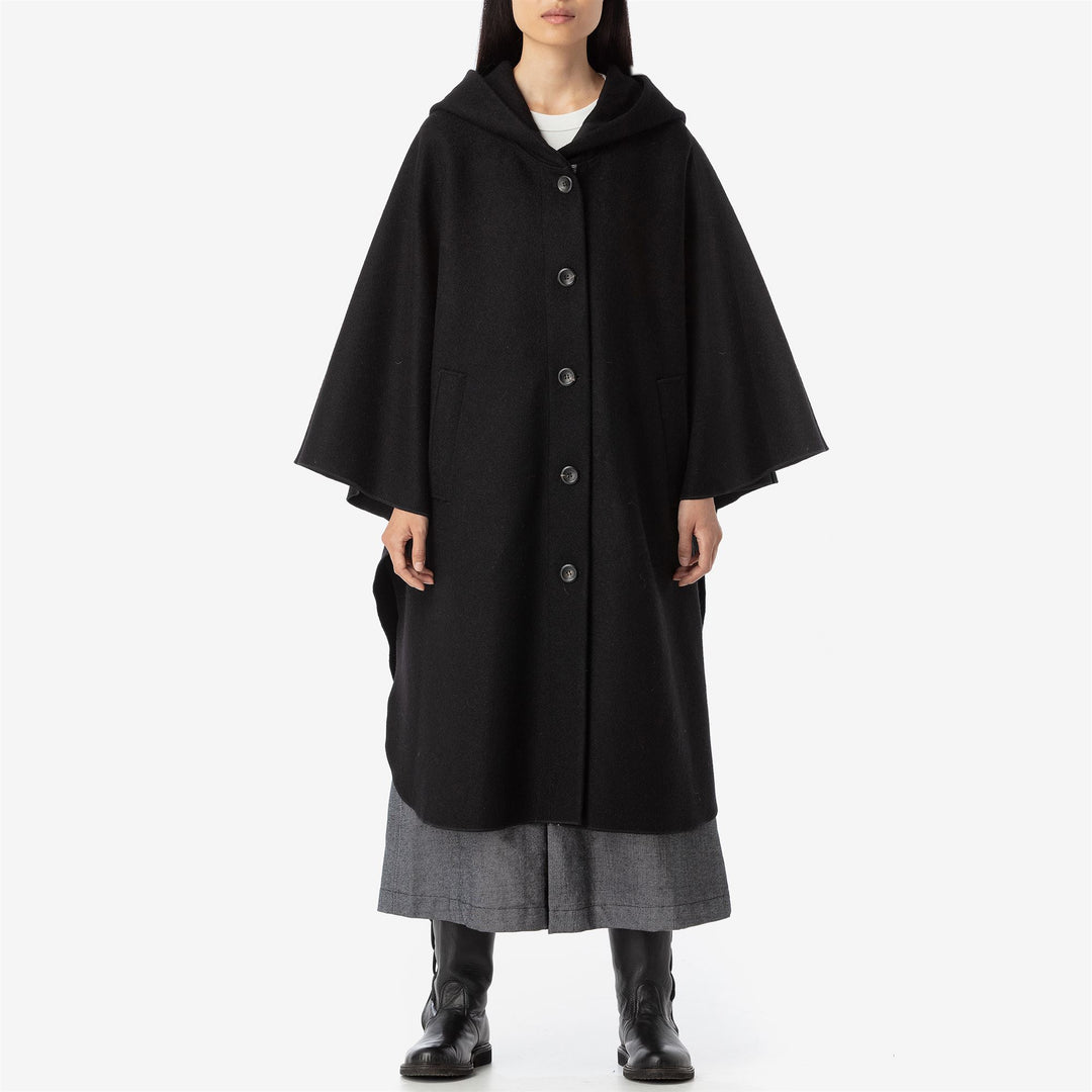 Jackets Unisex ARGO BLU PANNO SARDO PONCHO NERO CARBONE Dressed Side (jpg Rgb)		